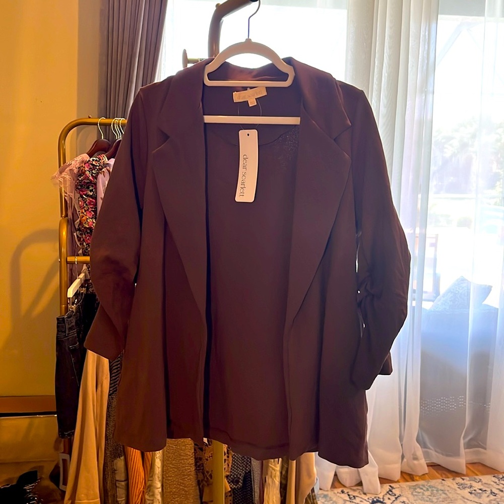 Dear Scarlett Stretchy Magic Blazer Dark Brown